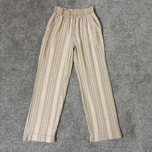 Briggs Pants Womens Small Beige Striped Casual Hippie Bohemian Linen Festival